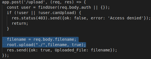 Код обработчика метода post из файла index.js