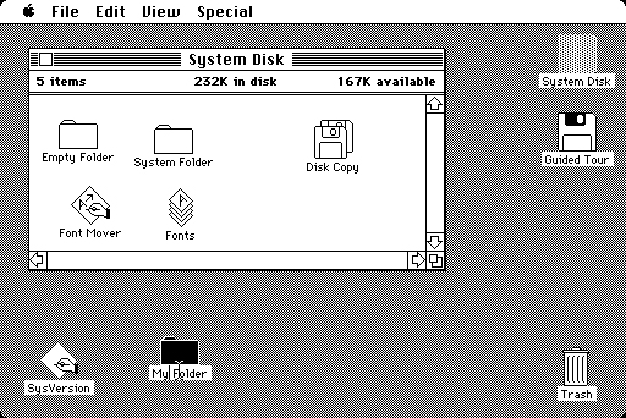 Одна из первых версий Mac OS