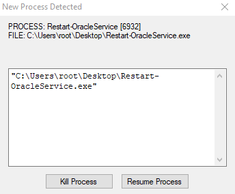 Событие запуска приложения Restart-OracleService.exe