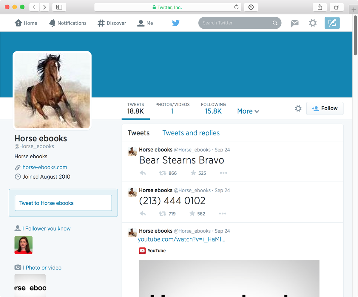 Сейчас у Horse_ebooks больше 200 тысяч фолловеров